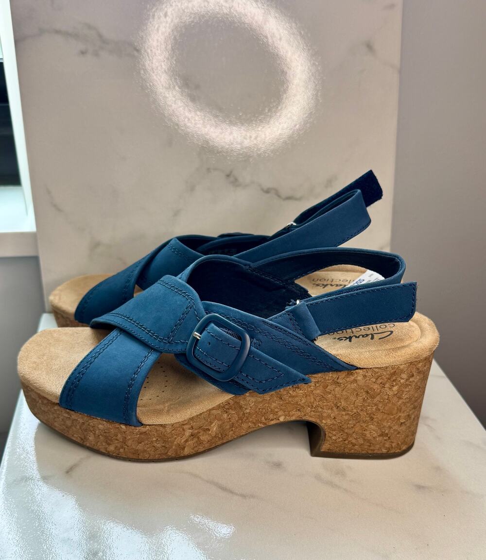 Clarks Wedge Sandals - Blue - 9.5